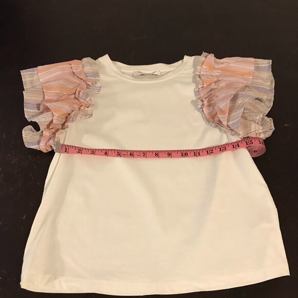 Anthropologie Flat White Women's Ruffle Sleeve Striped T-Shirt - Size Small - Picture 6 of 9